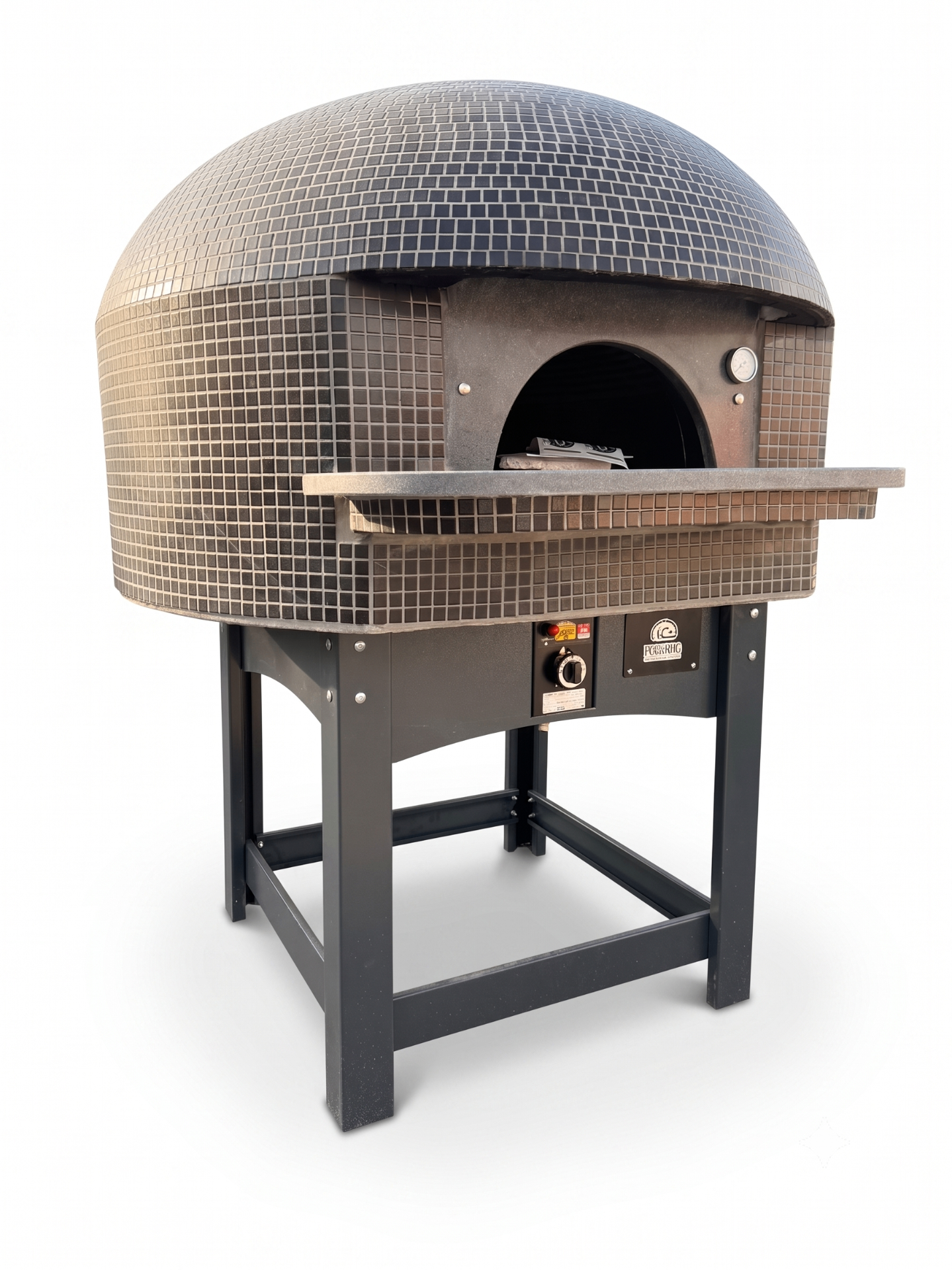 Handmade Neapolitan gas pizza oven with mosaic tile dome
