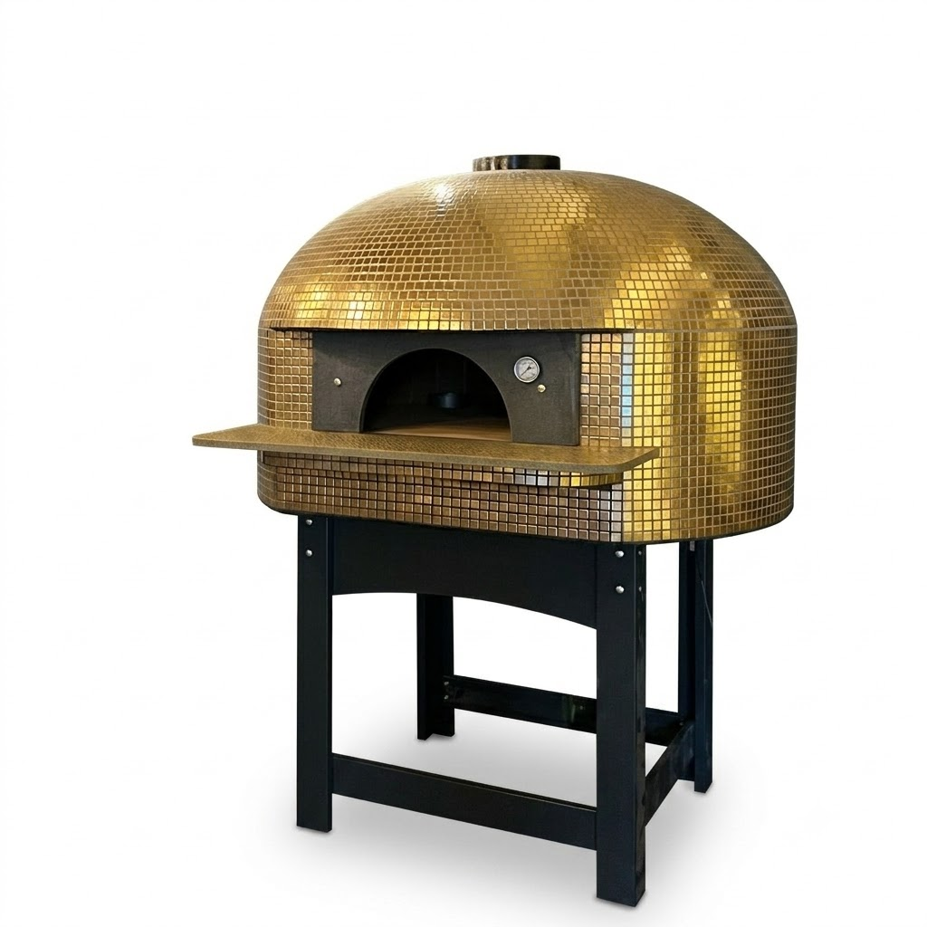 Handmade gold mosaic Vesuviano wood-fired pizza oven